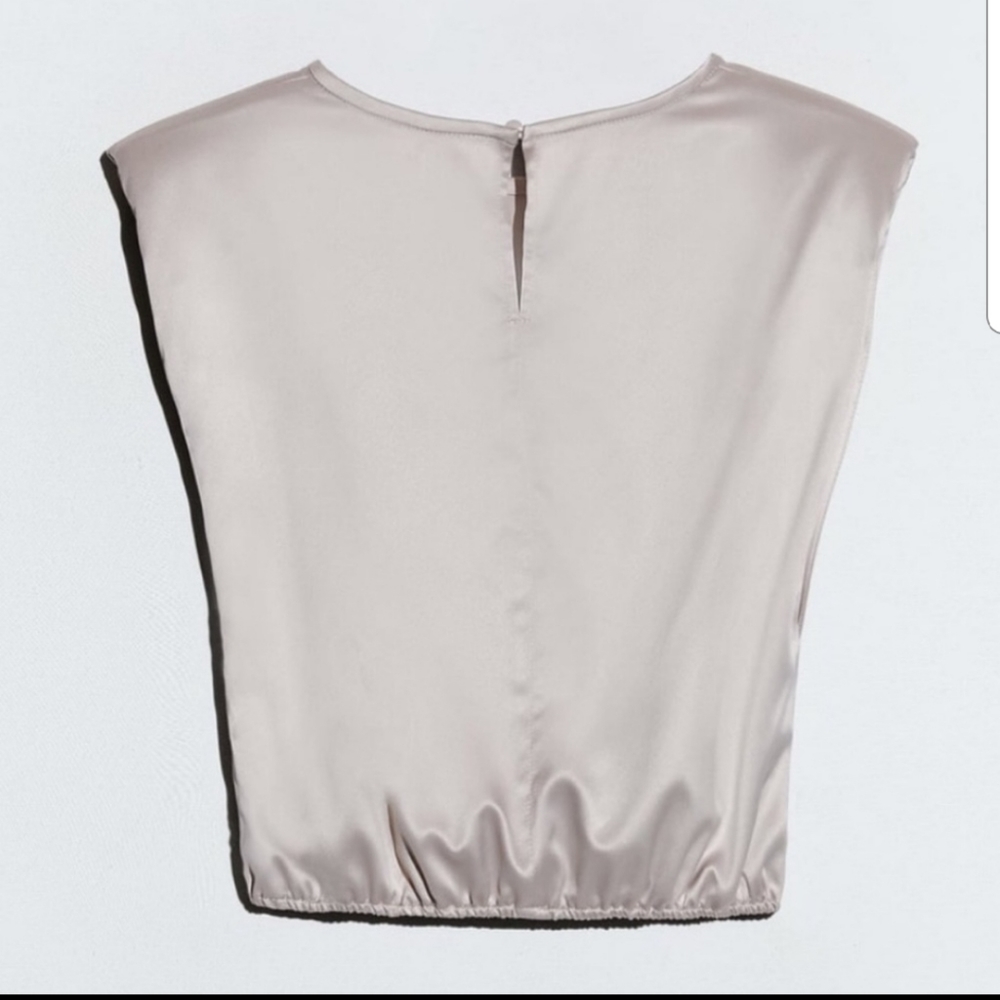 ZARA Satin Effect Shoulder Pad Top Sz S - Picture 3 of 4